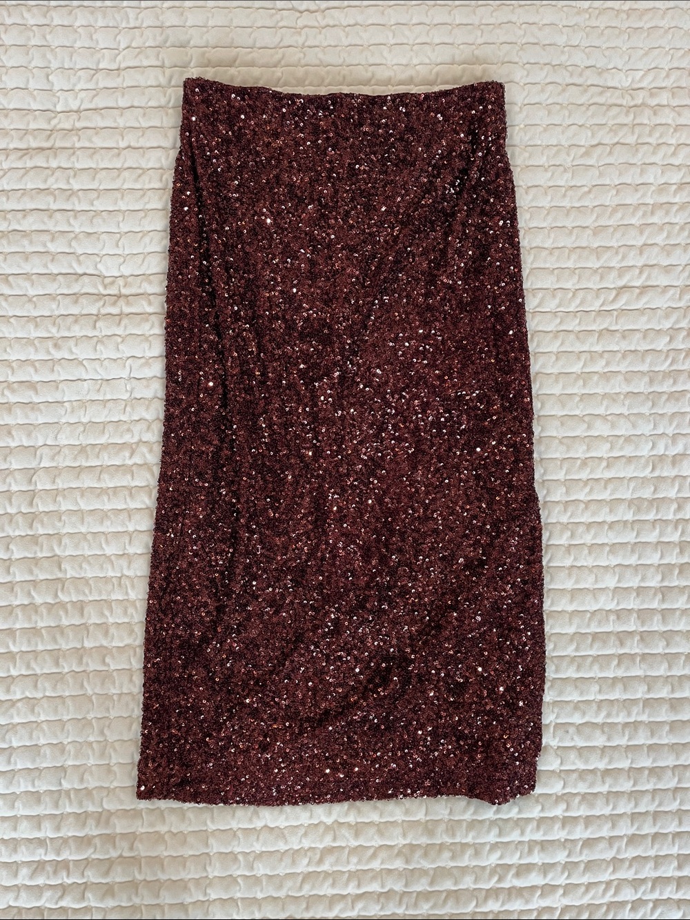 Express Women's Sparkling Burgundy Sequin Midi Skirt
